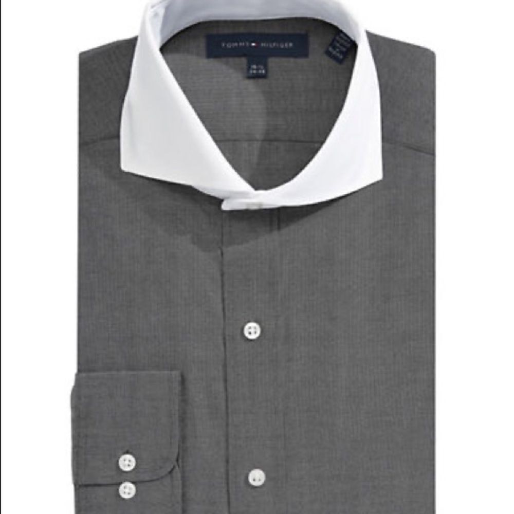 Tommy Hilfiger Textured Banker Shirt-GREY-15.5-34/35